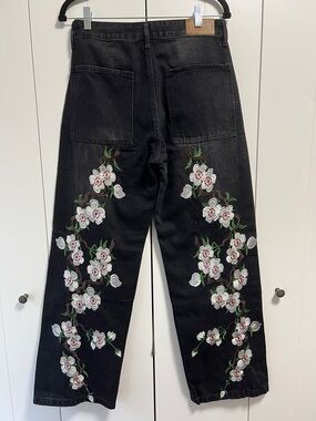 S!mbol embroidered jeans black size 28